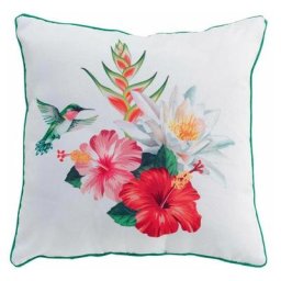 Paris Prix - Coussin Déco Jardin Exotique 40x40cm Blanc