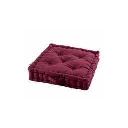 Douceur D'intérieur - Coussin de sol capitonné en coton avec poignée - Bordeaux - 60 x 60 x 10 cm