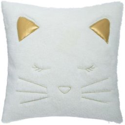 Atmosphera - Coussin Fausse Fourrure Chat créateur d'intérieur - Blanc