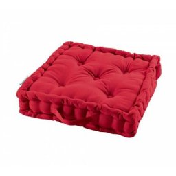 Coussin de sol capitonné en coton avec poignée - Rouge - 60 x 60 x 10 cm - Livraison gratuite