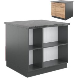Îlot de cuisine Fame-Line Anthracite/Chêne Vicco