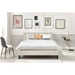 Lit Bobochic Lit 140x190 cm carre lattes massives pieds carrés bois wengé 140x190 Beige - Beige