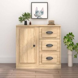 Buffet Bahut Meuble de rangement Commode chêne sonoma 70x35,5x67,5 cm bois d'ingénierie 96259 - Brun