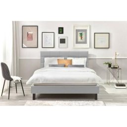 Lit Bobochic Lit 140x190 cm carre lattes massives pieds carrés bois wengé 140x190 Gris - Gris