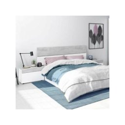 Tête de lit avec chevets Blanc et Béton clair - spartan - Tête de lit : l 176 x l 6 x h 54 Chevet :
