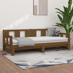 Lit coulissant Marron miel Bois de pin solide 2x(90x190) cm