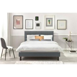 Lit Bobochic Lit 140x190 cm carre lattes massives pieds carrés bois wengé 140x190 Anthracite