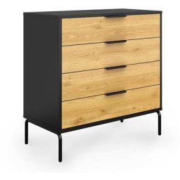 Commode 4 tiroirs en bois et métal noir tamara - bois noir