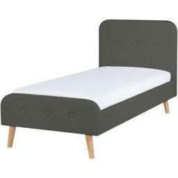 Sommier et Cadre de Lit Simple 90 x 200 cm en Tissu Gris Style Moderne Rennes - Gris