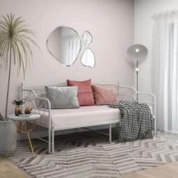 Cadre de canapé-lit extensible Lit simple pour adulte - Blanc Métal 90x200 cm BV593060 Bonnevie