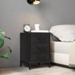 SalesHot® Armoire chambre - Petit Commode Table de chevet Noir 40x30x55 cm Bois de pin massif
