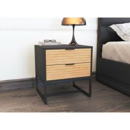 Table de chevet 2 tiroirs en bois clair et métal noir tissia - bois clair