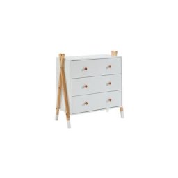 Commode enfant 3 tiroirs 81x40x85 cm blanc et naturel - osny