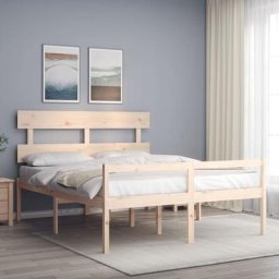 Lit adulte Contemporain avec tête de lit Cadre de lit 160x200 cm bois massif 19125 - Brun