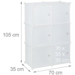 Armoire étagère système de rangement plastique avec 6 portes blanc - Blanc