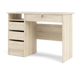 Ebuy24 - Plus Bureau avec 1 tablette de rangement, 3 petits tiroirs et 1 grand tiroir avec clé,