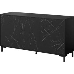 Commode marmo 150 cm 3D noir mat / marbre noir