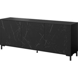 Commode marmo 200 cm 3D noir mat / marbre noir