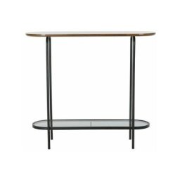 Console Thyann Noir Bois Verre Fer (90 x 30 x 80 cm)