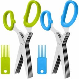 Lot de 2 en acier inoxydable Ciseaux à Herbes, multi-usage de cuisine cisaillement avec 5 lames et