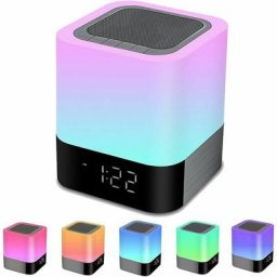 SEENLIN Enceinte Bluetooth Réveil Lampe de Chevet Tactile Chambre RGB Changement de Couleur LED
