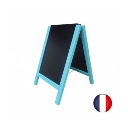 Interface Plv - Chevalet stop trottoir avec 2 ardoises amovibles cadre bois bleu ciel dimensions 90