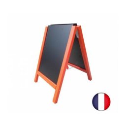 Interface Plv - Chevalet stop trottoir avec 2 ardoises amovibles cadre bois orange clémentine