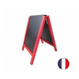Interface Plv - Chevalet stop trottoir avec 2 ardoises amovibles cadre bois rouge garance