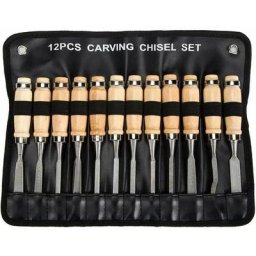 Professional Lot de ciseaux à bois - Lot de 12 Sharp outils de travail du bois avec housse de