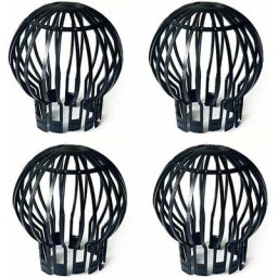 4 Set de protection de tuyau de descente noir, obturateur de gouttière de toit,crépine de gouttière