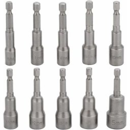 Ersandy - 10 Pcs Embout Douille Visseuse à Choc 6-15mm Set Magnétique Hexagonale Douille Jeu de