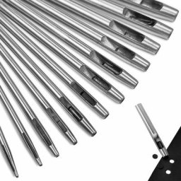 12 Pièces,Emporte Pièce cuir, Poincon, Creux Poinçon en Cuir, Poinçon Creux en Acier Rond Set