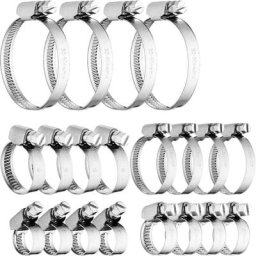 Relaxdays - Collier de serrage, lot de 20, 5 tailles, 8-50 mm, pour tuyaux, machine à laver,