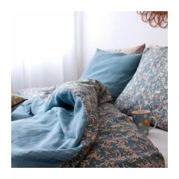 Parure de lit Lagon 57 fils - 240x260cm - Bleu caraibe