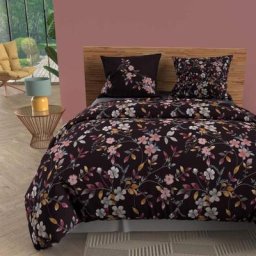 Parure de lit Flowers noir 240x220 cm - Noir