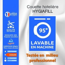 Couette Hotelière Hygiafill 220 x 240 cm pour lit 2 places 140 x 190 cm à 160 x 200 cm