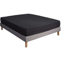 Terre De Nuit - Drap housse 100% coton noir - bonnet 27 cm 80x190 - Noir