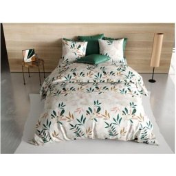1001kdo Hygiene&beaute - Parure de Drap + 2 taies 160 x 200 cm Fleur de kano