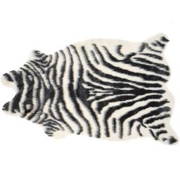 Tapis en Fausse Fourrure Imitation Peau de Zèbre 60 x 90 cm Accessoire Déco Idéal pour Chambre ou