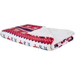 Plaid Cocooning Décoratif Ultra Doux Réversible Rouge et Blanc Motif Noël 150 x 200 cm Idéal pour