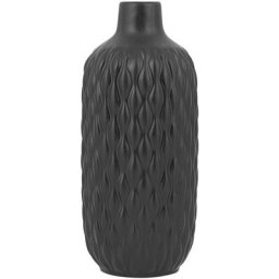 Vase Décoratif de Forme Cylindrique Bouteille fabriqué en Grès Noir de 31 cm de Hauteur au Style
