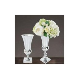 Vase de table en fer argenté pour fête de mariage, décoration de table - Argenté (50 cm)