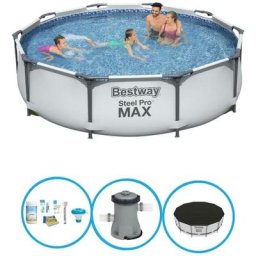 Bestway - Piscine Steel Pro max - Forfait Piscine - 305x76 cm - Gris