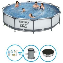 Bestway - Piscine Steel Pro max - Forfait Piscine - 366x76 cm - Gris