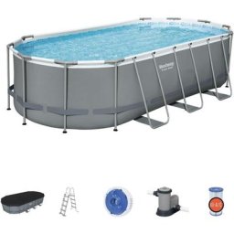 Kit piscine complet Bestway Spinelle grise – piscine ovale tubulaire 5x3 m, pompe de filtration,
