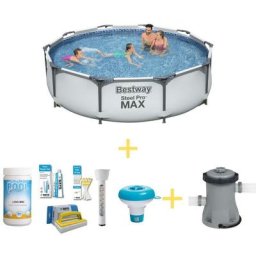 Bestway - Piscine Steel Pro max - 366 x 76 cm - y compris voile solaire et pompe de filtration