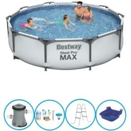 Bestway Piscine Steel Pro MAX - Avec accessoires - 305x76 cm - Gris