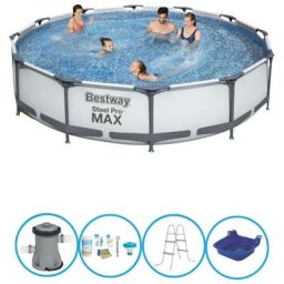 Bestway - Piscine Steel Pro max - Avec accessoires - 366x76 cm - Gris