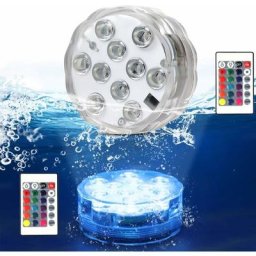Lot de 2 lampes submersibles pour fontaine, spa, éclairage led sans fil à infrarouge pour base de