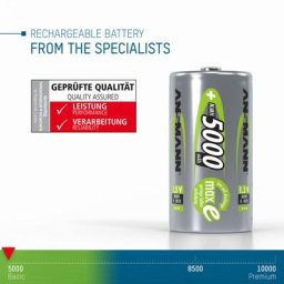ANSMANN Piles rechargeables Mono D 5000 mAh 1,2 V (lot de 4)